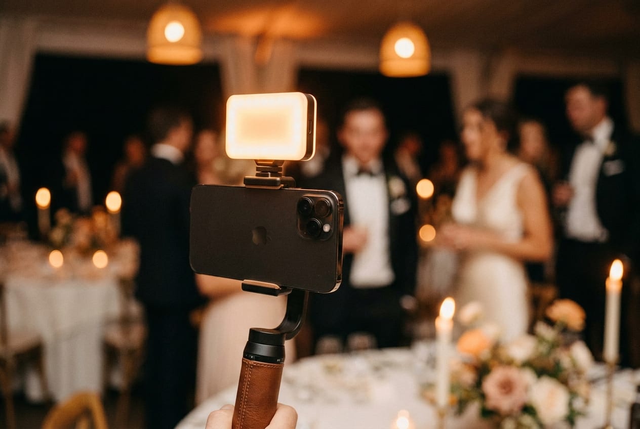 A smartphone rig with an LED light for roaming capture